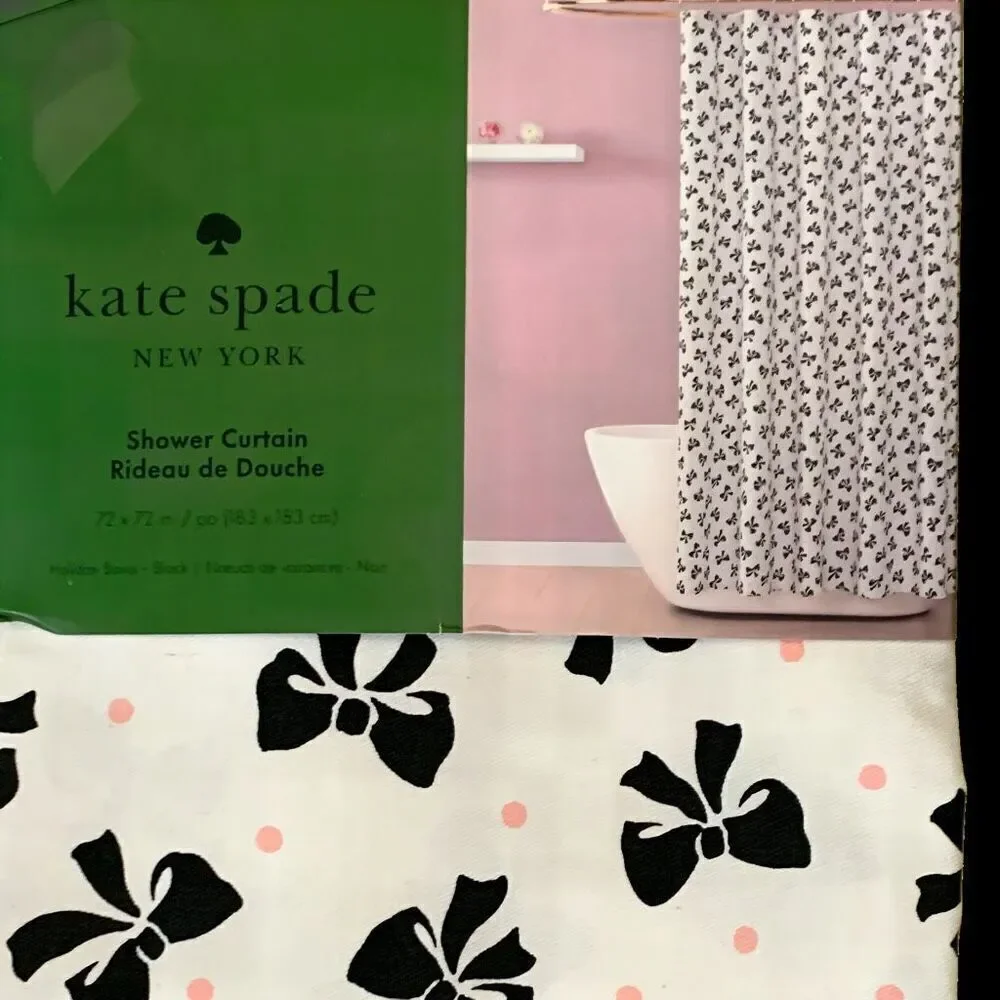Kate Spade New York Black And White Dots Bow Shower Curtain - Chic Decor 72x72